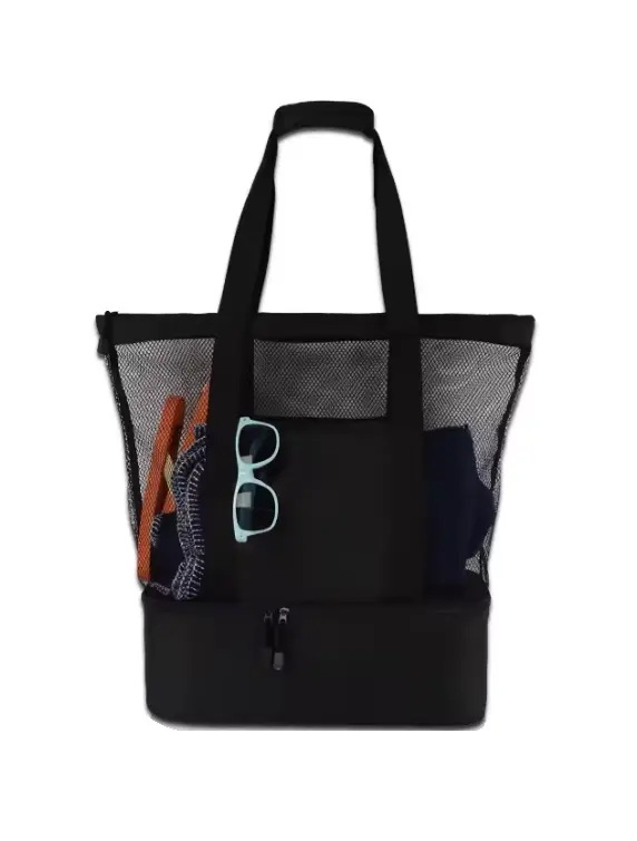Grand sac de pique-nique en maille transparente + glacière intégrée